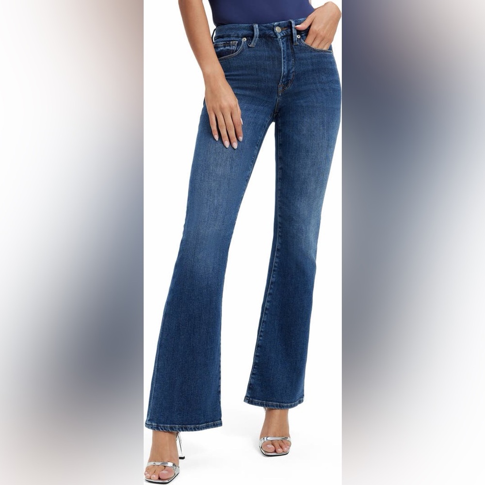 Good American Dark Blue Flare Jeans